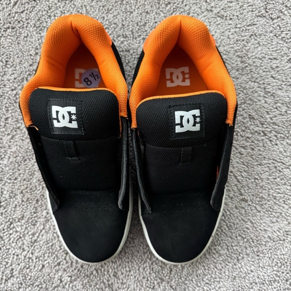 DC Skate Leather Sneakers Size 8.5 Black & Orange NO LACES Mens Court RS - Picture 5 of 9